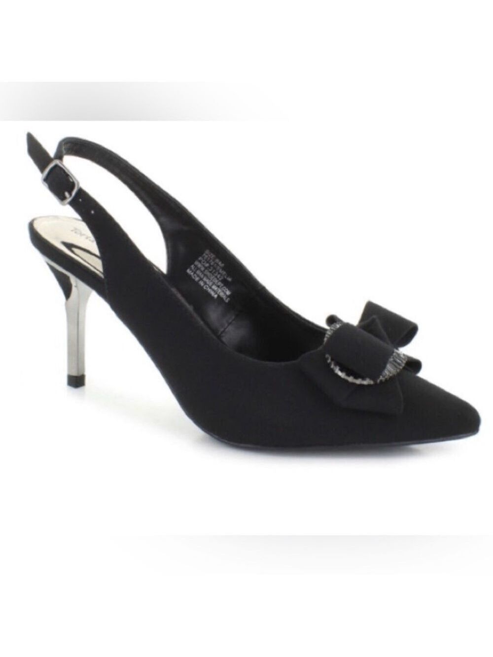Torta Caliente Black Pointed-Toe Pumps with Decorative Bow On Vamp - Size 8W